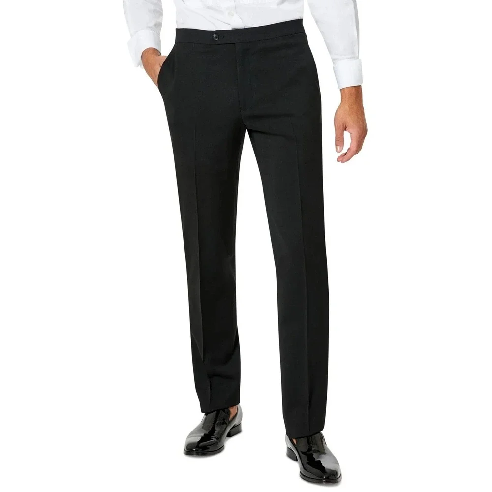Tommy Hilfiger Mens Modern fit Tuxedo Pants 38W 29L Black Solid Stretch‎
